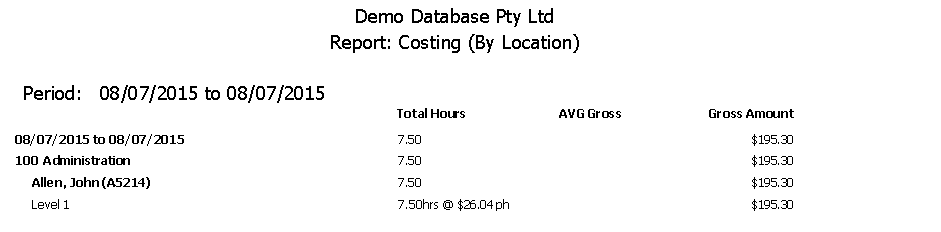 Cost Engagements Report By Location