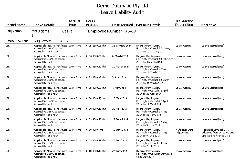 Leave Liability Audit