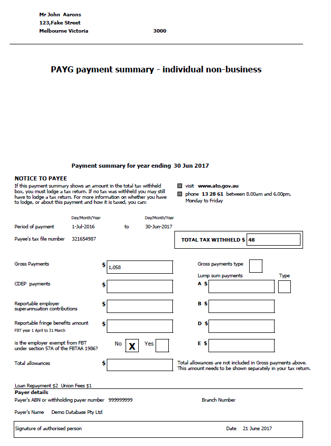 PAYG Payment Summary