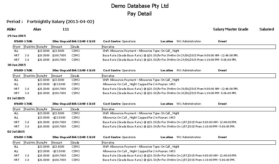 Pay Detail