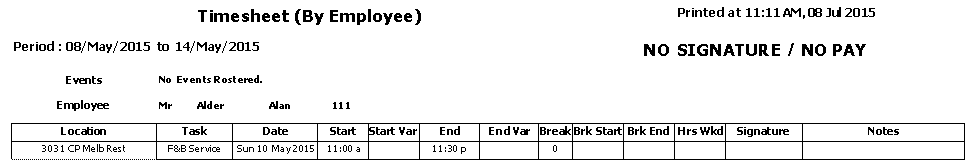 Timesheet By Employee