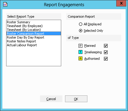 Figure #30: Report Engagements Roster Comparison Report