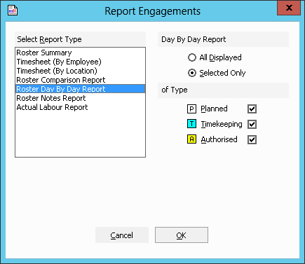 Figure #33: Report Engagements Roster Day By Day Report