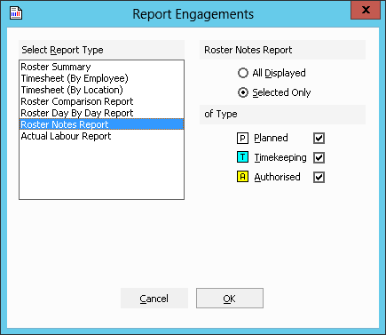 Figure #37: Report Engagements Roster Notes Report