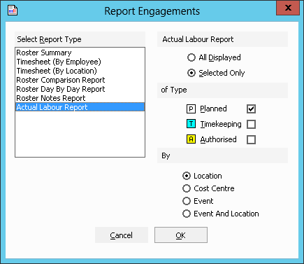 Figure #40: Report Engagements Actual Labour Report