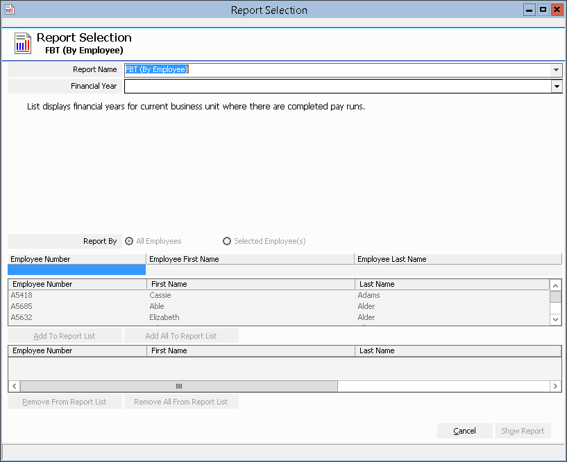 Figure #77: Inzenius Standard Reports FBT (By Employee)