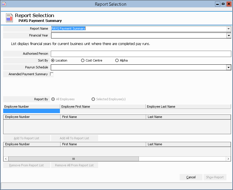 Figure #91: Inzenius Standard Reports PAYG Payment Summary