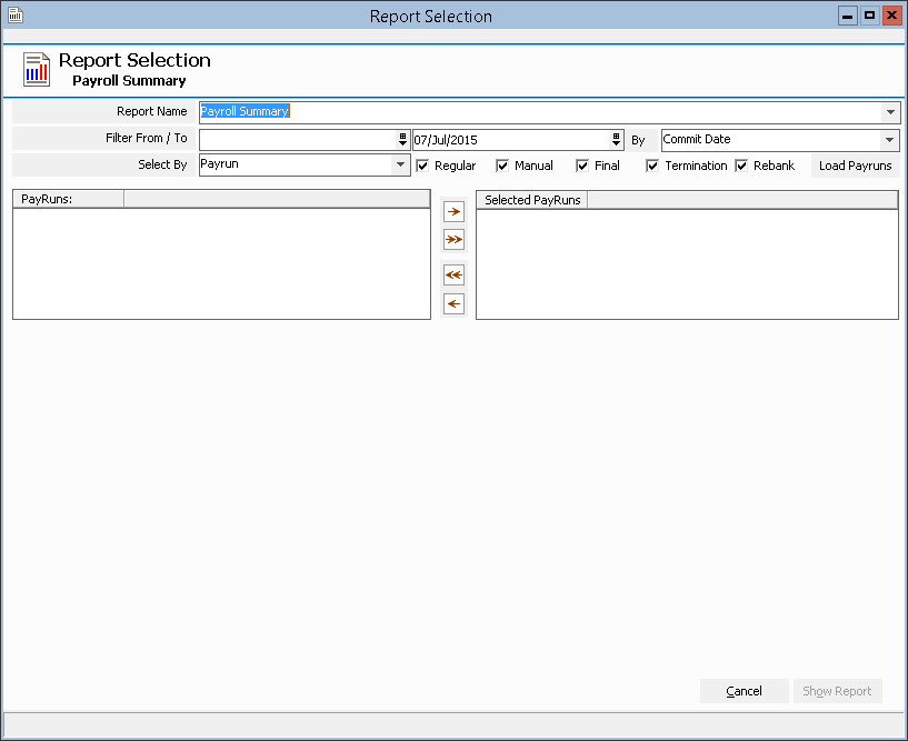 Figure #97: Inzenius Standard Reports Payroll Summary