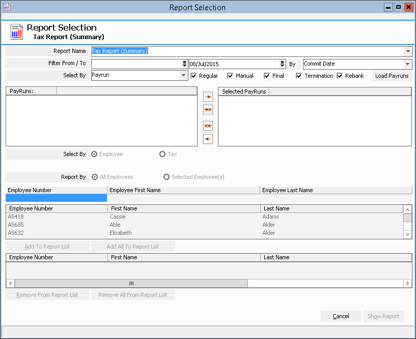 Figure #117: Inzenius Standard Reports Tax Report (Summary)