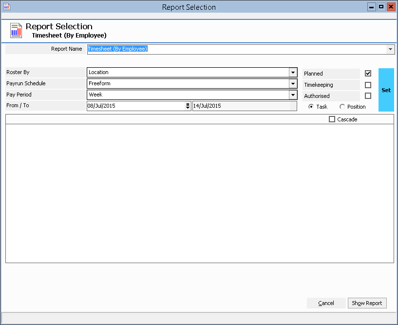 Figure #119: Inzenius Standard Reports Timesheet (By Employee)